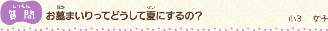 【質問】お墓まいりってどうして夏にするの？/小3　女子